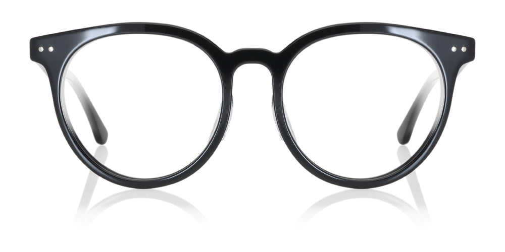 Black Round Glasses incl. 0 High Index Lenses with Saddle Bridge Nose Bridge. JINS